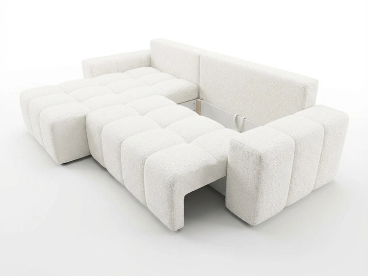 Ecksofa L-Form mit Schlaffunktion und Bettkasten Bresso Creme