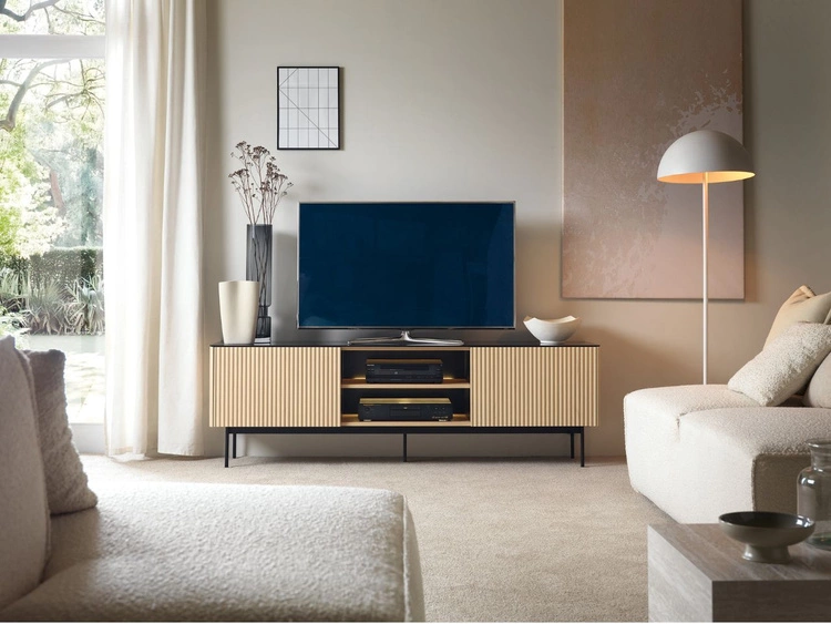 Zweittüriges TV-Lowboard für Wohnzimmer Auroé Eiche Vicenza