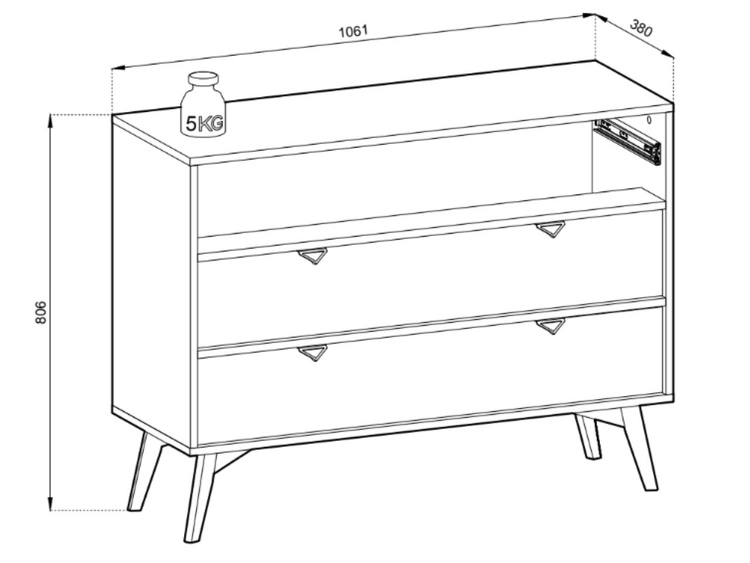 Kommode mit drei Schubladen Modena Beige