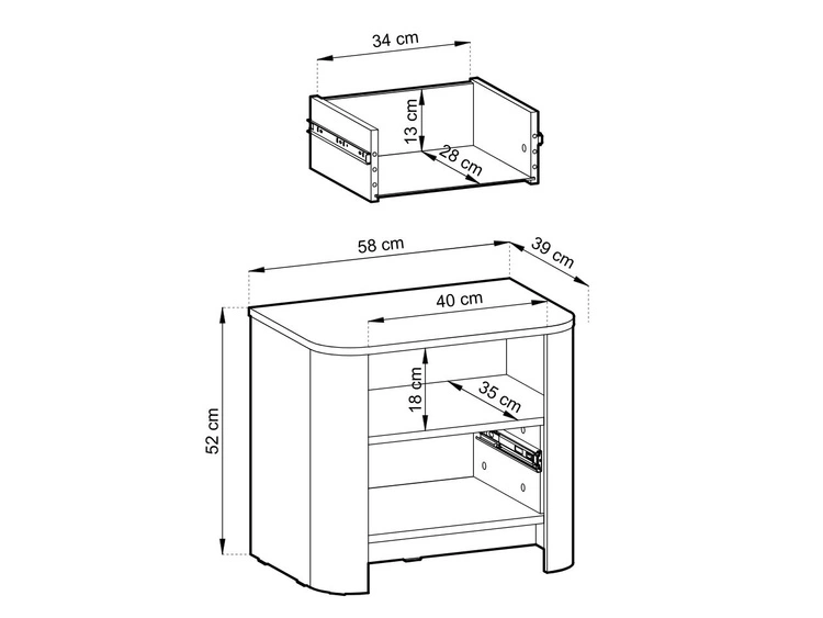 Nachttisch mit Schublade fürs Schlafzimmer Brillo Vicenza-Eiche