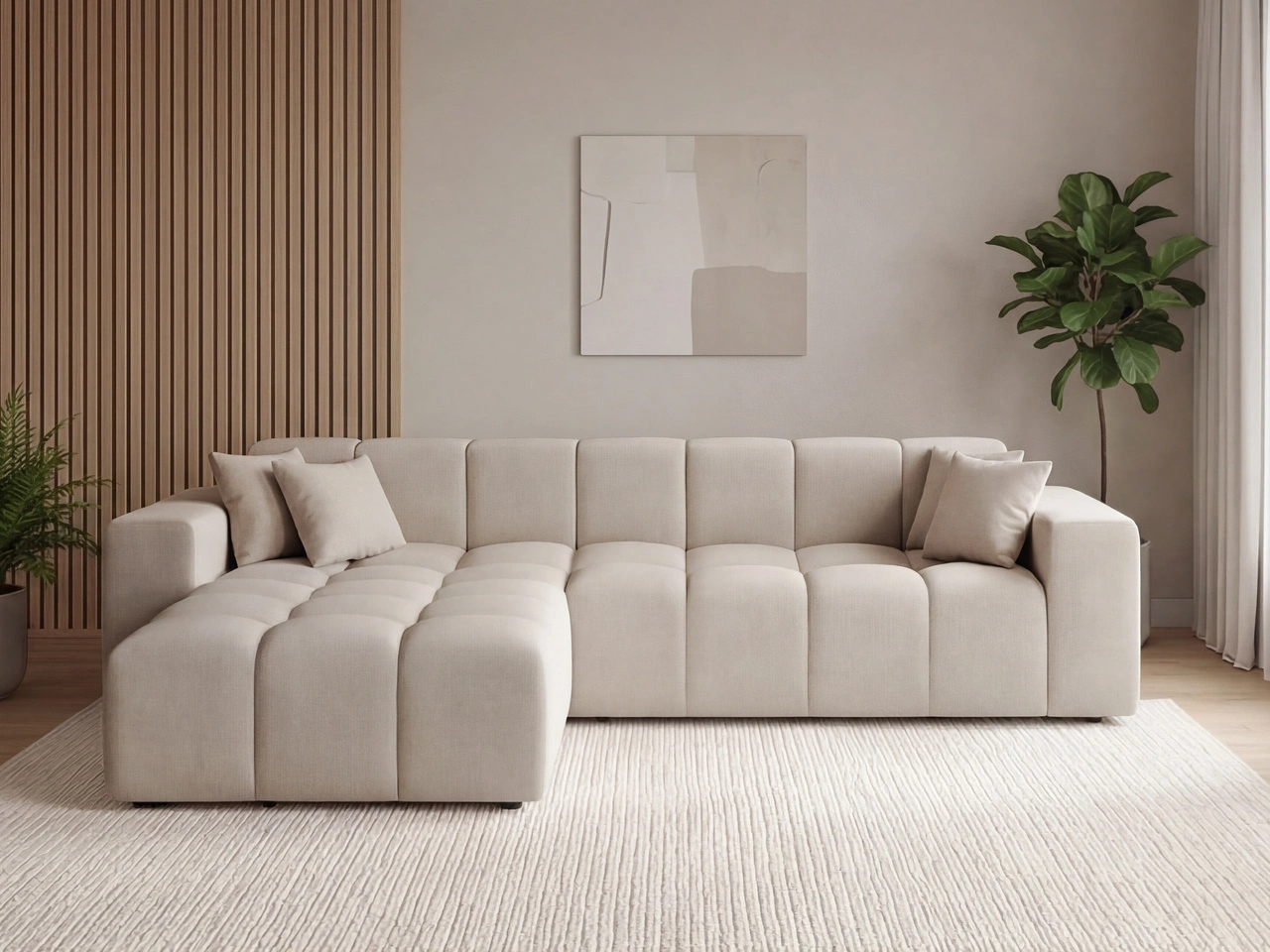 Ecksofa L-Form Links Moderne Ecksofa Loopo Beige