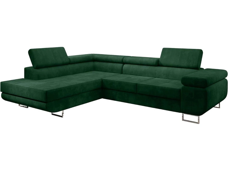 Ecksofa L-Form Links mit Schlaffunktion und Bettkasten Solam L Grün