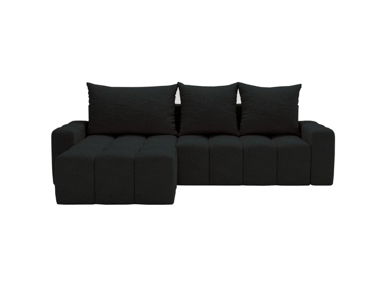 Ecksofa L-Form mit Schlaffunktion und Bettkasten Bresso Schwarz