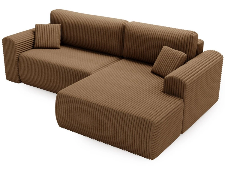 Ecksofa mit Schlaffunktion und Bettkasten Belvio rechts Braun