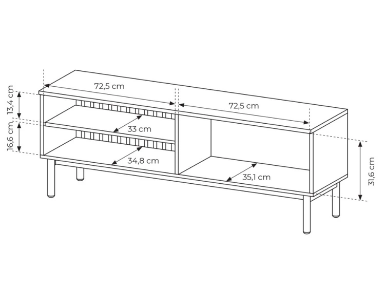 TV-Lowboard mit Türen 150 Loara Eich Evoke, Schwarz
