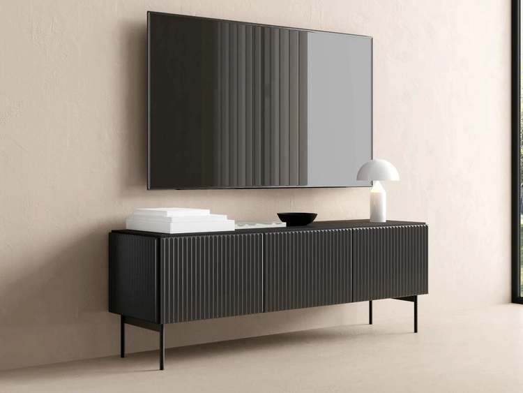 TV-Lowboard mit drei Türen Qualita Schwarz