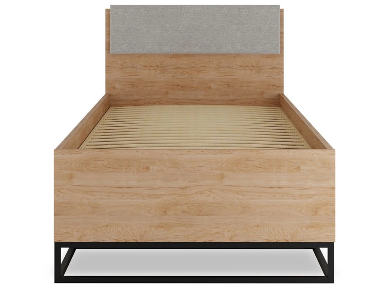 Holzbett mit Schublade Vigo 90x200 Hickory Weiß matt