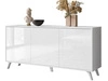 Dreitürige Kommode 154 cm Glamour-Stil auf weißfarbenen Beinen Vivance Weißglanz