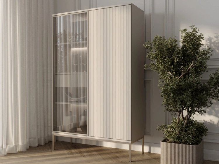 Vitrinenschrank mit Led Deo 166 cm Kaschmir