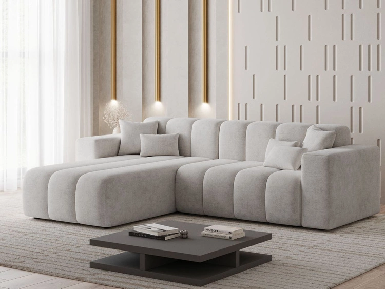 Ecksofa L-Form Links Nork Grau