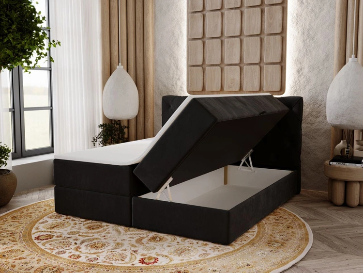 Boxspringbett mit Bettkasten 140x200 Napoli Anthrazit