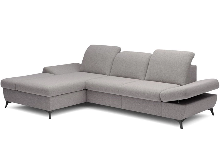 Ecksofa L-Form Links mit Schlaffunktion und Bettkasten Hannover Grau