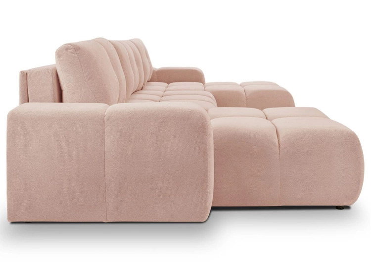 Wohnlandschaft mit Schlaffunktion und Bettkasten Sile U Hellrosa