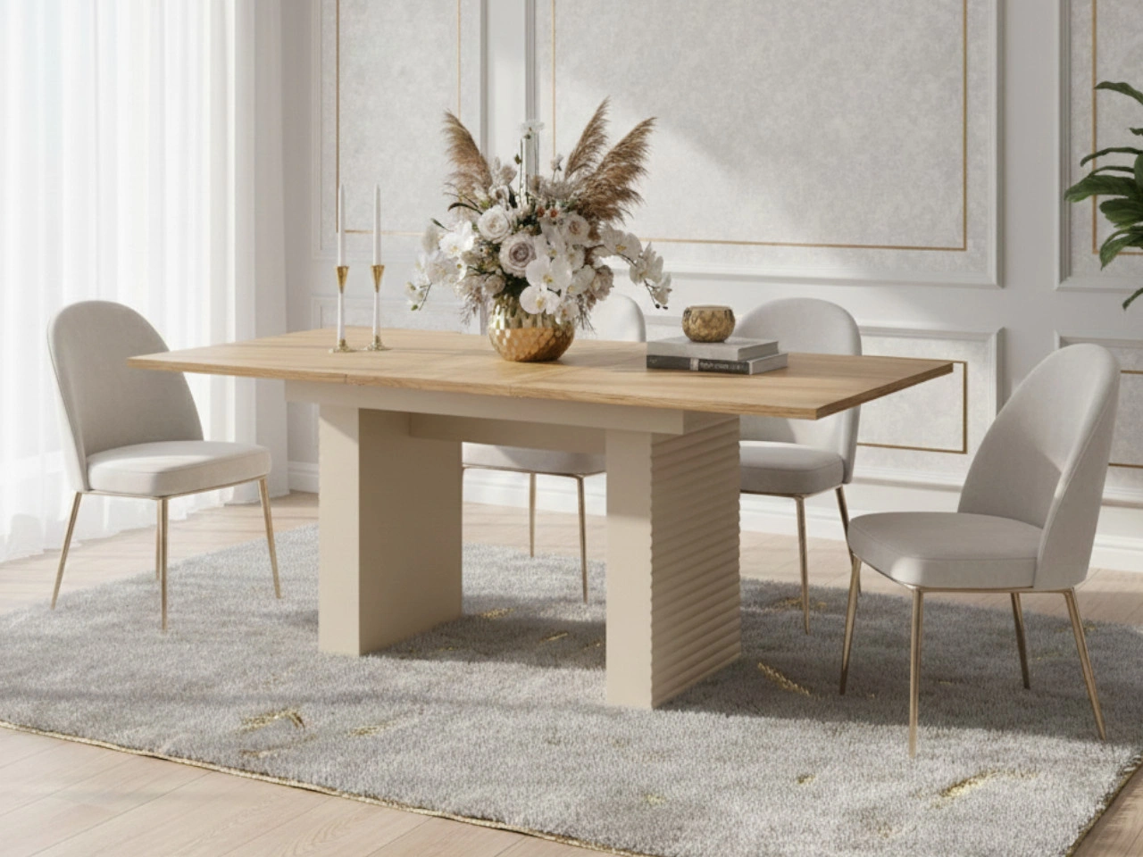 Rechteckiger Ausziehtisch Rapallo Kaschmir,  Eiche geölt