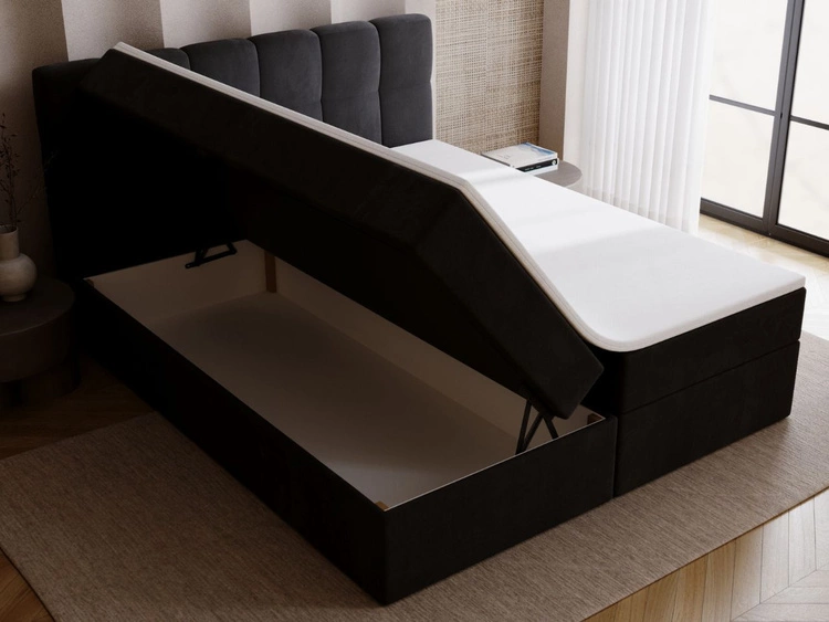 Boxspringbett mit Bettkasten 200x200 Maison Schwarz