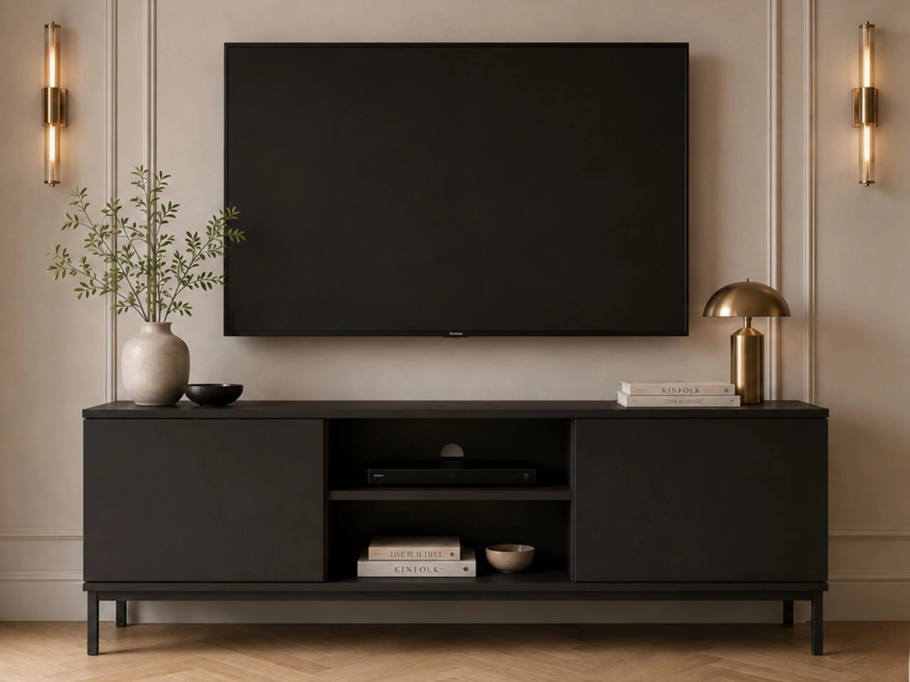 TV-Lowboard mit Türen 150 cm Soroko Schwarz