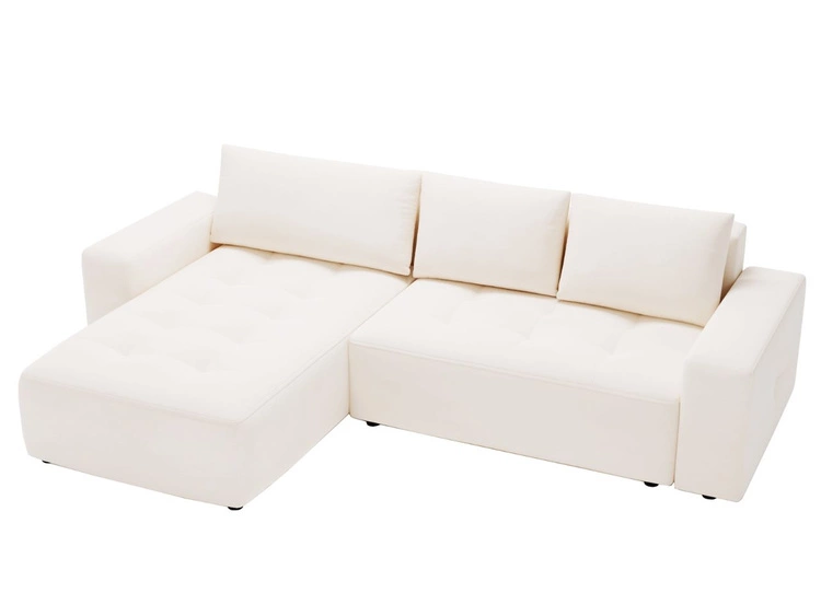 Ecksofa L-Form mit Links Schlaffunktion und Bettkasten Portland Creme