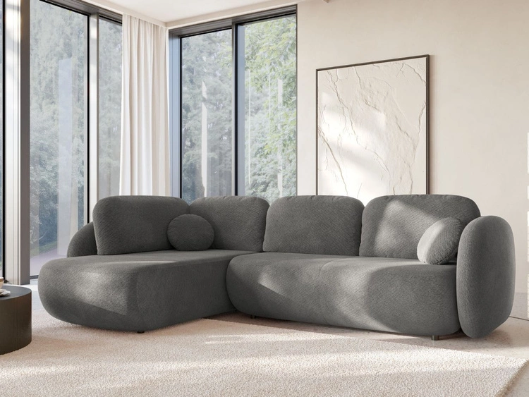 Ecksofa mit Schlaffunktion und Bettkasten Rechts Carino Grau