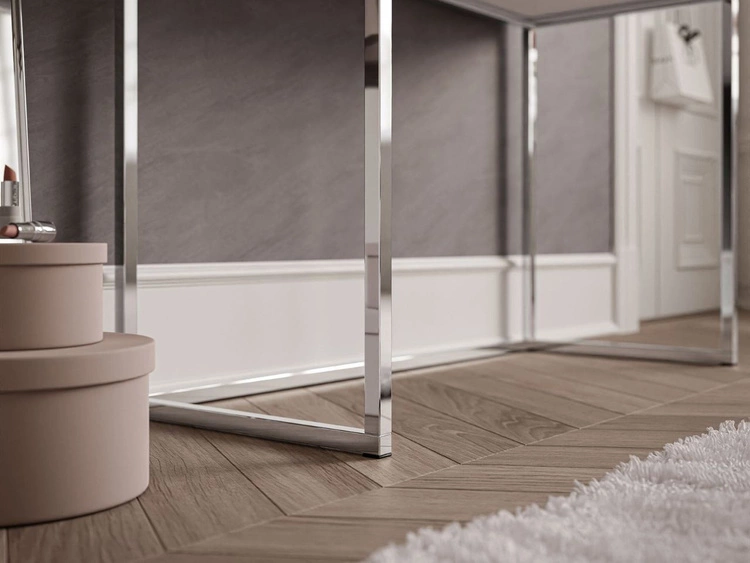 Schminktisch Glamour mit Schubladen, Spiegel und LED-Beleuchtung Brisa Weiß Hochglanz