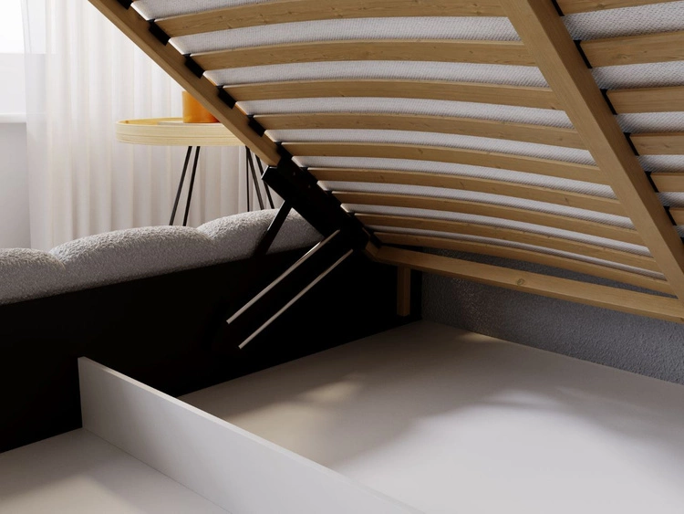 Polsterbett mit Bettkasten und Lattenrost 180x200 Cloud Bouclé-Stoff Hellgrau