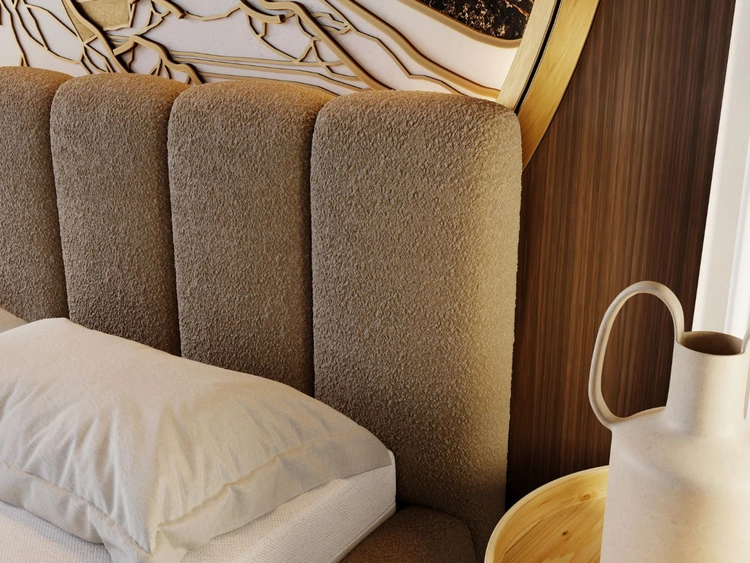 Polsterbett ohne Bettkasten mit Lattenrost 160x200 Cloud aus Bouclé-Stoff Braun