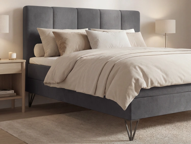 Boxspringbett mit Bettkasten 180x200 Vendi grau