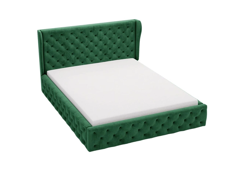Polsterbett mit Bettkasten und Lattenrost 160x200 Kingston Grün