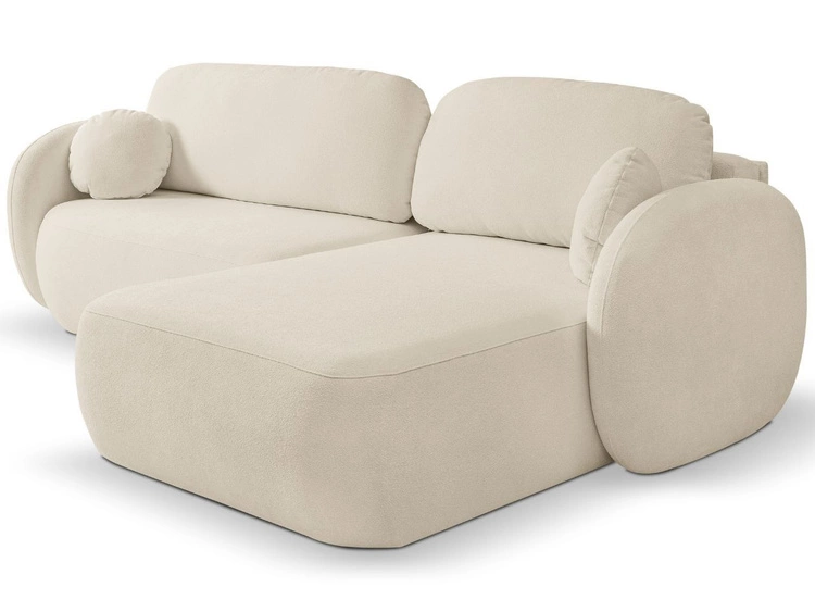 Ecksofa L-Form Rechts mit Schlaffunktion und Bettkasten Oreo Beige