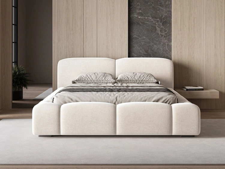 Polsterbett mit Bettkasten und Lattenrost 140x200 Aubi Creme