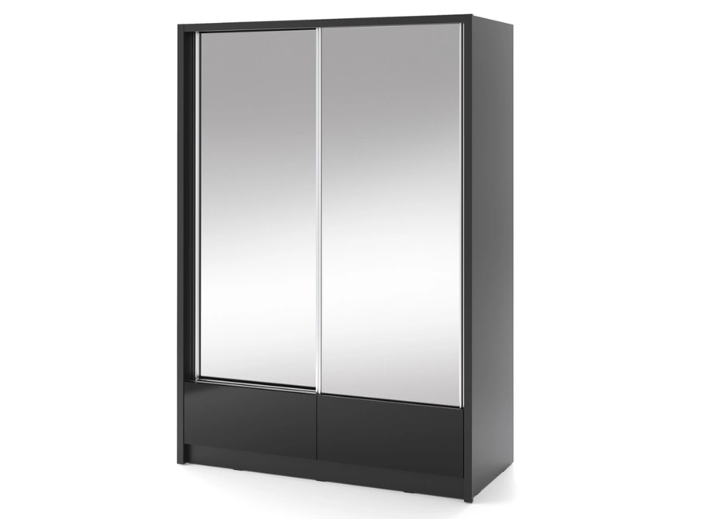 Elegante Schiebetürenschrank mit Spiegel Ariel II 150 cm Schwarz