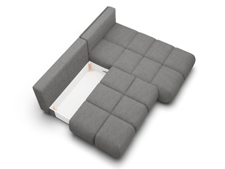 Ecksofa mit Schlaffunktion und Bettkasten Rechts Milet Grau