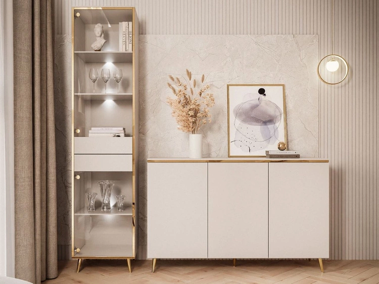 Wohnzimmer-Set mit LED-Beleuchtung im Glamour-Stil Evare Kaschmir