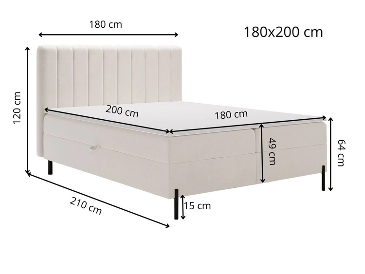 Boxspringbett mit Bettkasten 180x200 Primavera Grün