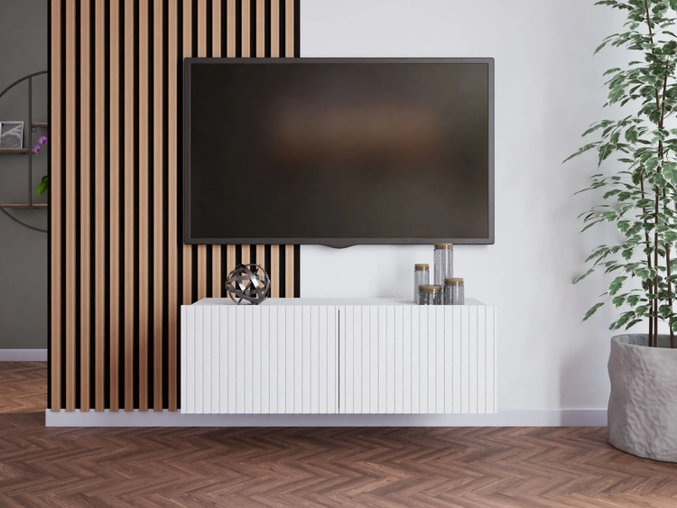 TV-Lowboard mit Türen 100 cm Kioto Weiß matt