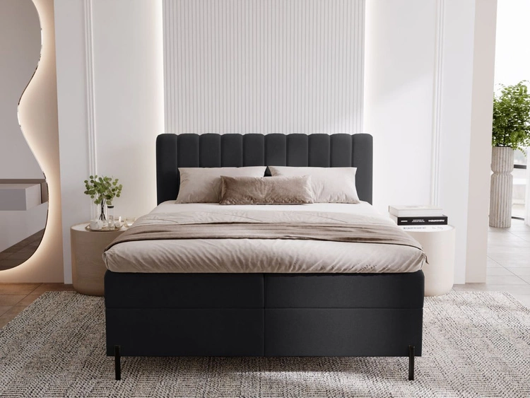 Boxspringbett mit Bettkasten 160x200 Primavera Schwarz