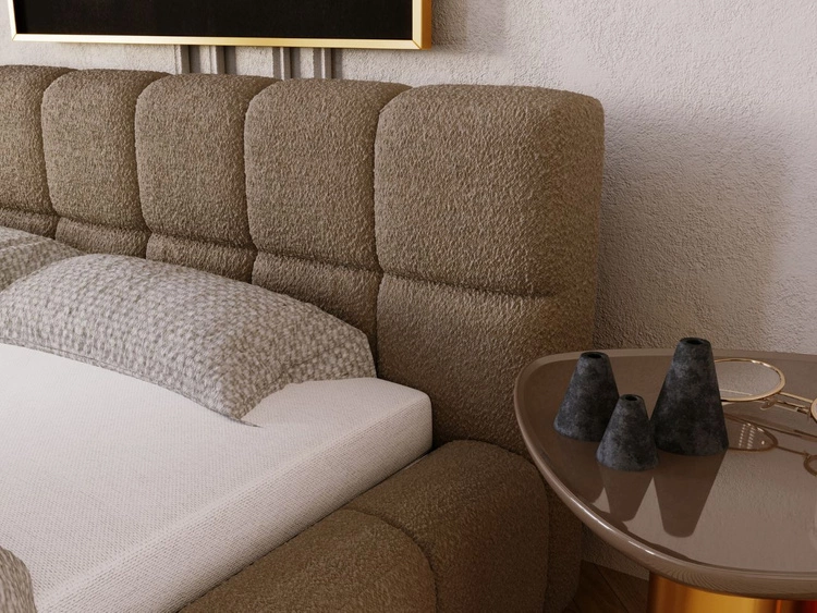 Polsterbett mit Bettkasten und Lattenrost 180x200 Alicante Boucle Braun