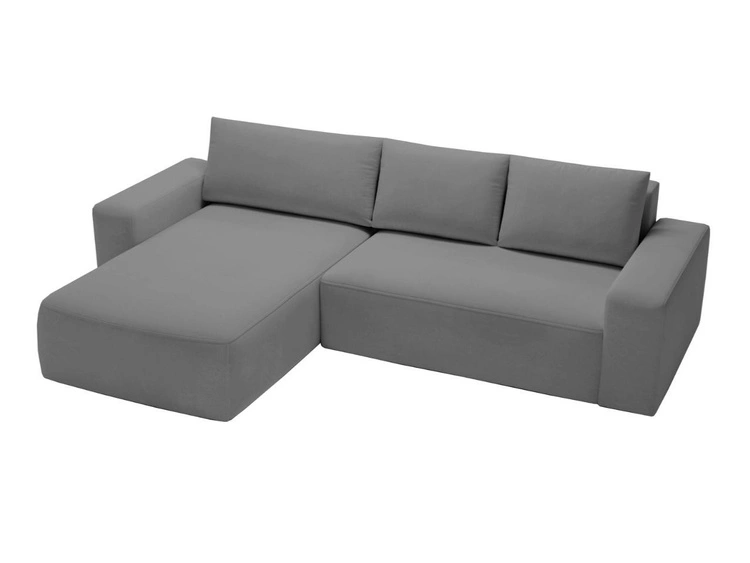 Ecksofa L-Form Links mit Schlaffunktion und Bettkasten Tazones Dunkelgrau