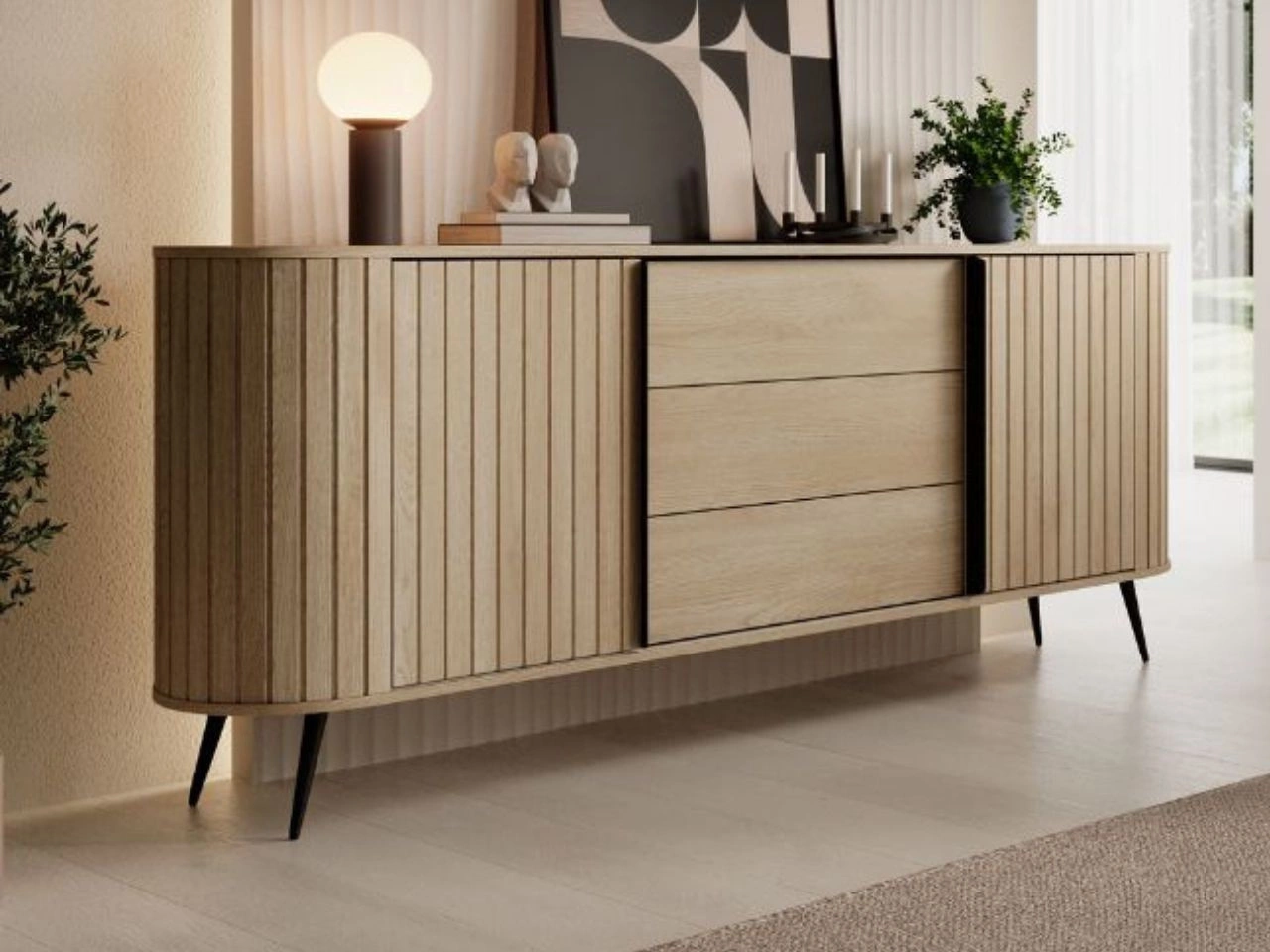 Schiebetüren-Kommode 200 cm Passione Eiche Cremona