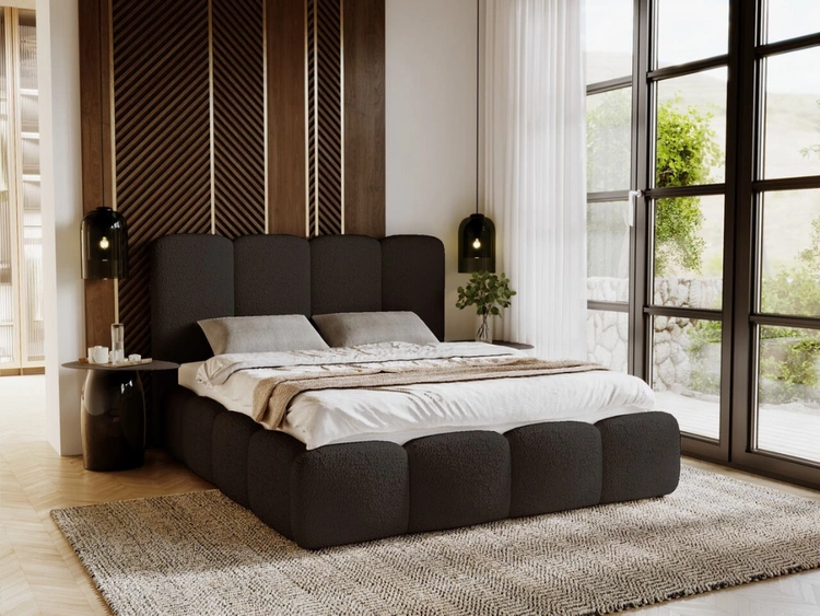 Polsterbett mit Bettkasten und Lattenrost 180x200 Galli Schwarz