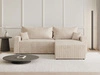 Ecksofa L-Form mit Schlaffunktion und Bettkasten Nivo Beige