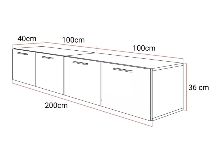 Hängeschrank mit Türen 200 cm Nodoo Beton
