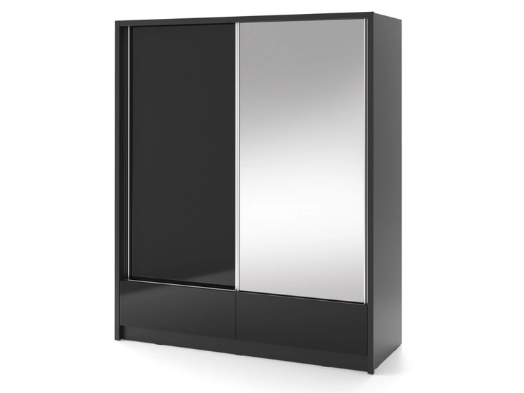 Elegante Schiebetürenschrank mit Spiegel Ariel I 180 cm Schwarz