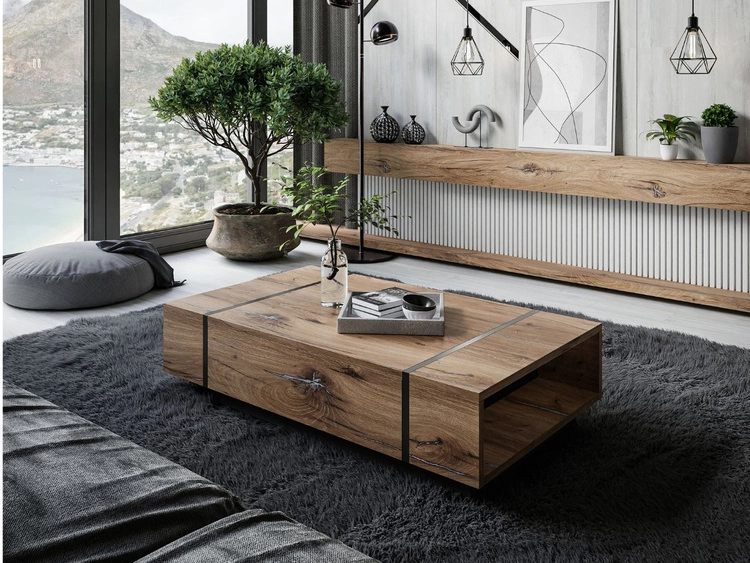 Wohnzimmer-Set im Loft-Stil Lunelie Eiche Flagstaff