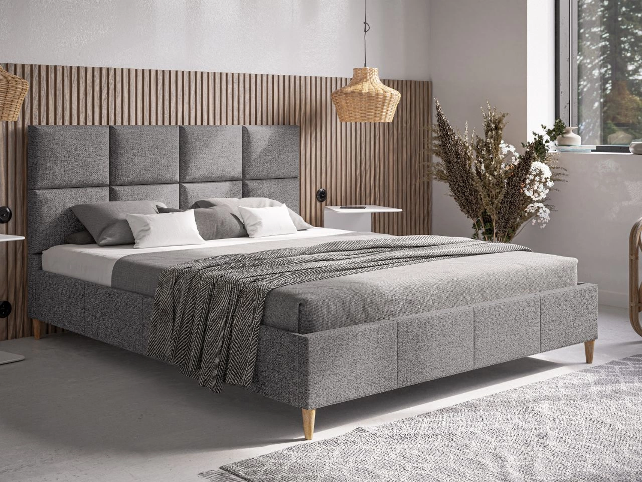 Polsterbett mit Lattenrost 120x200 Luxe Hellgrau