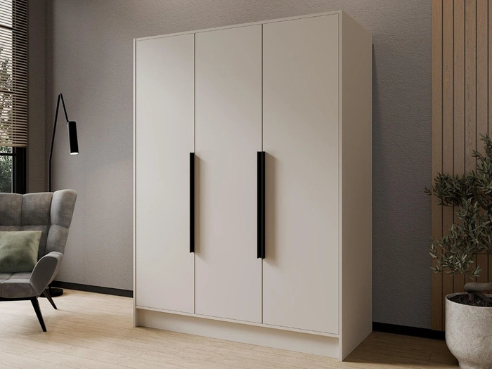 Kleiderschrank 150 cm Perugia Kaschmir mit schwarzen Griffen