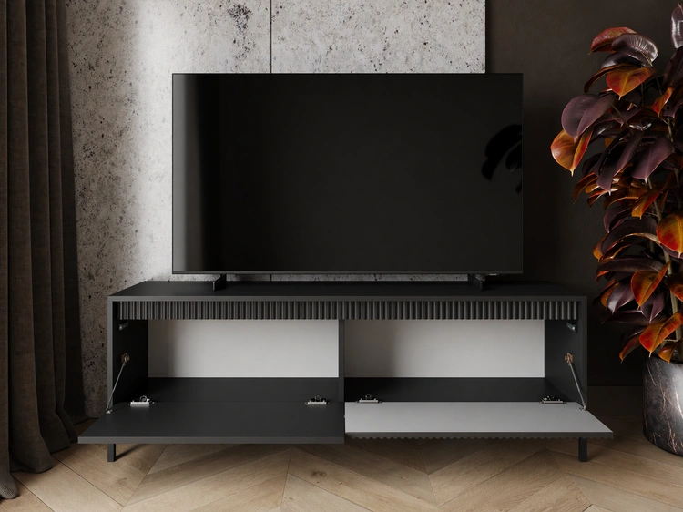 TV-Lowboard mit Türen 153 cm Sorano Schwarz