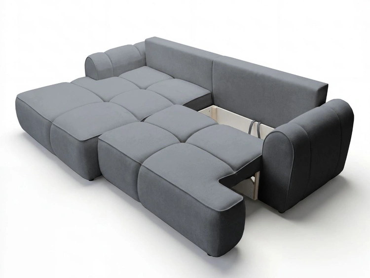 Ecksofa L-Form Links mit Schlaffunktion und Bettkasten Bonno Dunkelgrau