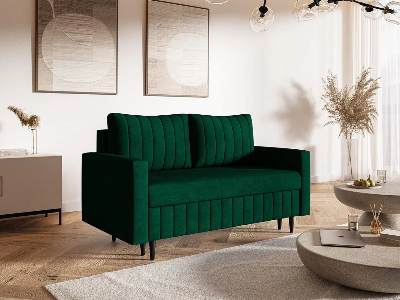 Schlafsofa mit Bettfunktion und Bettkasten Castelo Grün