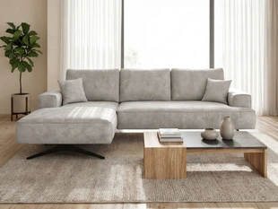 Ecksofa L-Form auf Metallbeinen Leto Links Grau
