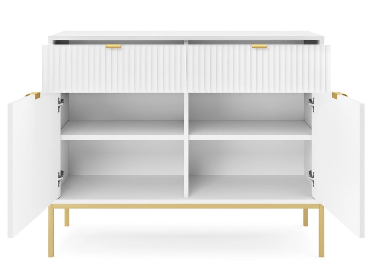 Kommode mit Türen und Schubladen Amber Weiß, Gold Frame